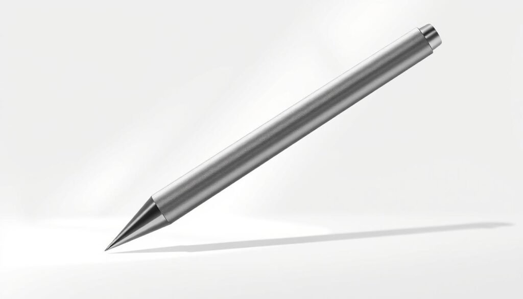 A digital illustration of a high-quality stylus or "lápiz digital" with a sleek, modern design. The pen has a slender metallic body with subtle texturing and an ergonomic grip, conveying a premium feel. The tip is precisely tapered, allowing for fine, precise control when sketching or drawing digital art. Lighting is soft and diffused, creating gentle shadows that accentuate the form and materials. The background is a clean, minimalist studio setting with a simple white backdrop, allowing the digital pen to be the focal point. The overall mood is one of sophistication, creativity, and the seamless integration of analog and digital tools for the artist. A digital illustration of a high-quality stylus or "lápiz digital" with a sleek, modern design. The pen has a slender metallic body with subtle texturing and an ergonomic grip, conveying a premium feel. The tip is precisely tapered, allowing for fine, precise control when sketching or drawing digital art. Lighting is soft and diffused, creating gentle shadows that accentuate the form and materials. The background is a clean, minimalist studio setting with a simple white backdrop, allowing the digital pen to be the focal point. The overall mood is one of sophistication, creativity, and the seamless integration of analog and digital tools for the artist.